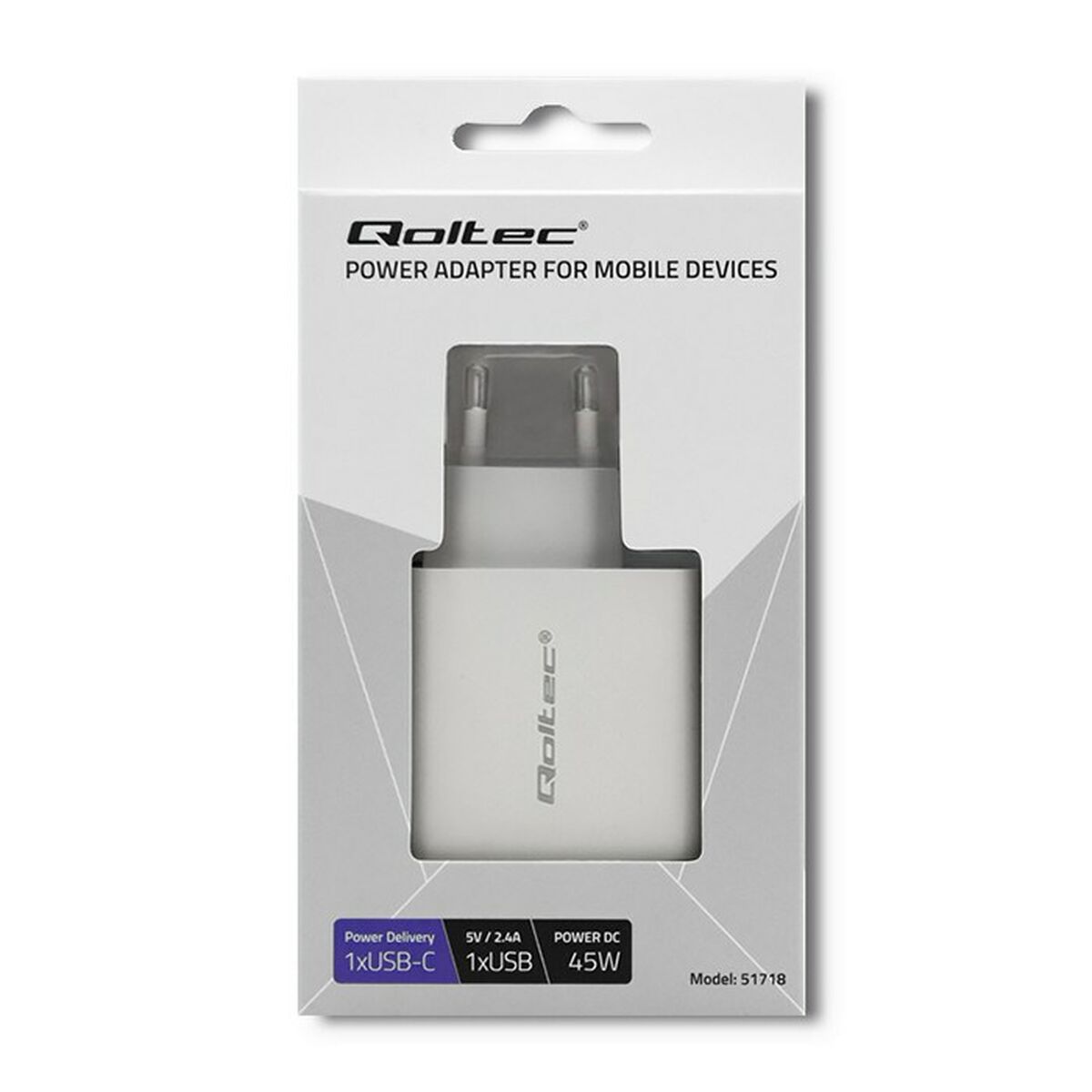 Chargeur mural Qoltec 51718 Blanc 45 W (1 Unité)